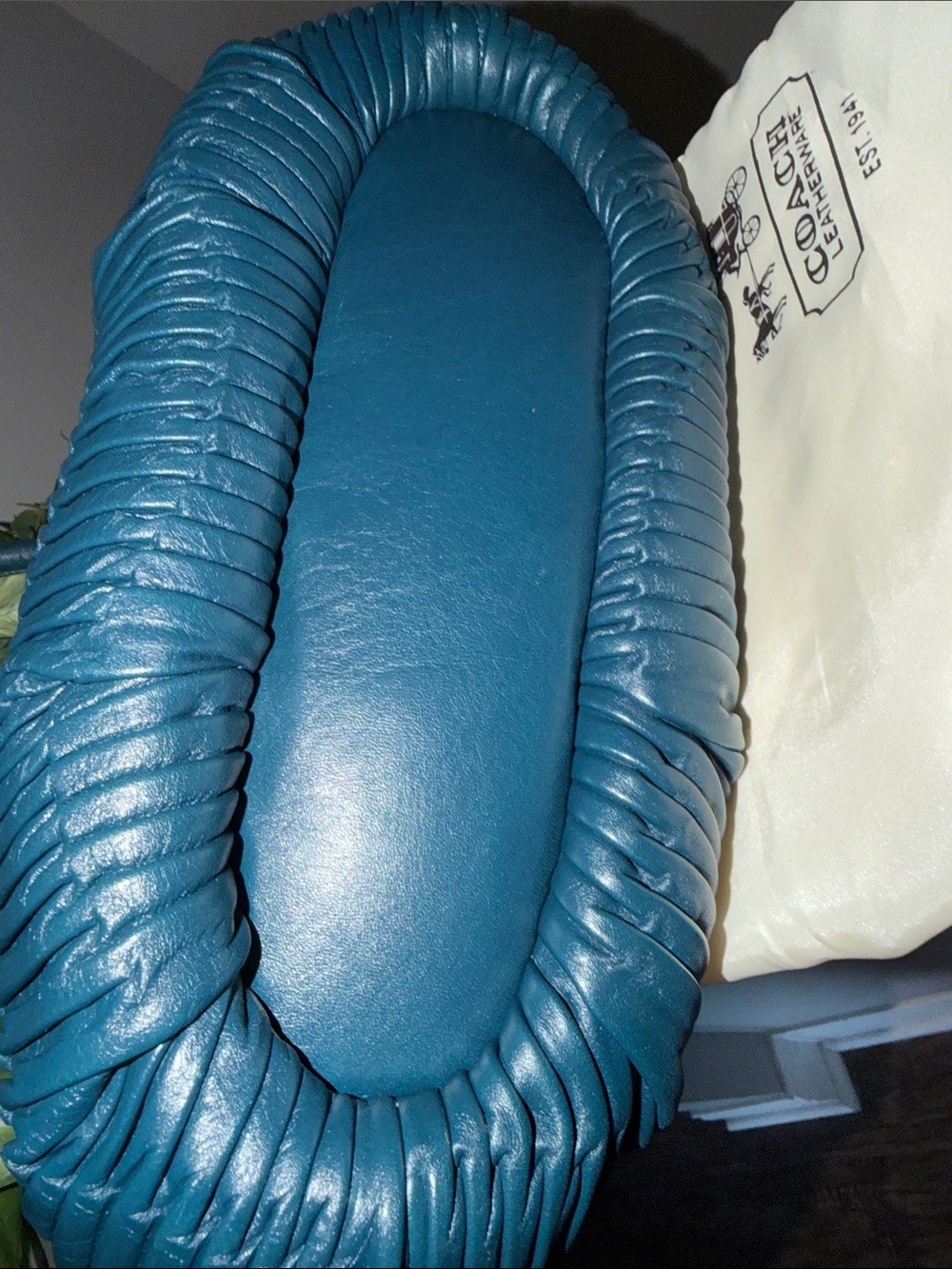 Coach Teal Pleated Leather Satchel with Gold Accents!!๐ฅ๐ฅ๐ฅ๐ฅ๐ฅ๐ฅ - Picture 5 of 9
